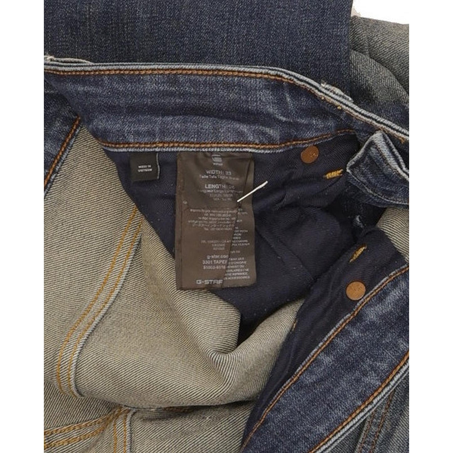 G-Star 3301 Men Blue Tapered Regular Stretch Jeans W33 L36