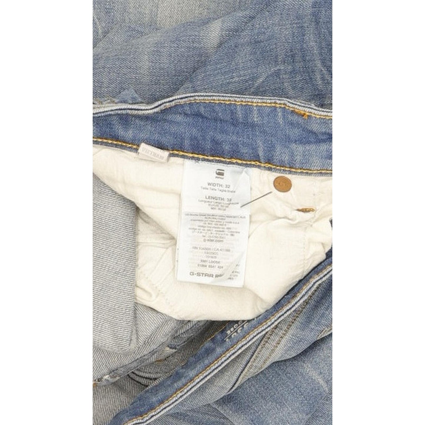 G-Star 3301 Men Blue Straight Loose Stretch Jeans W32 L30