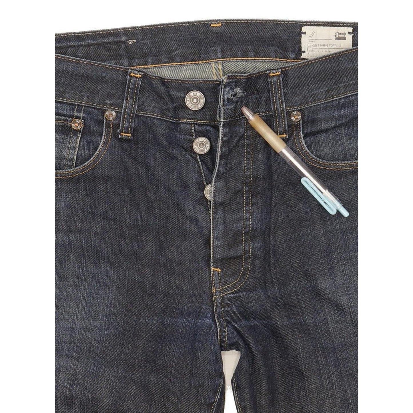 G-Star 3301 Men Navy Straight Regular Jeans W32 L34