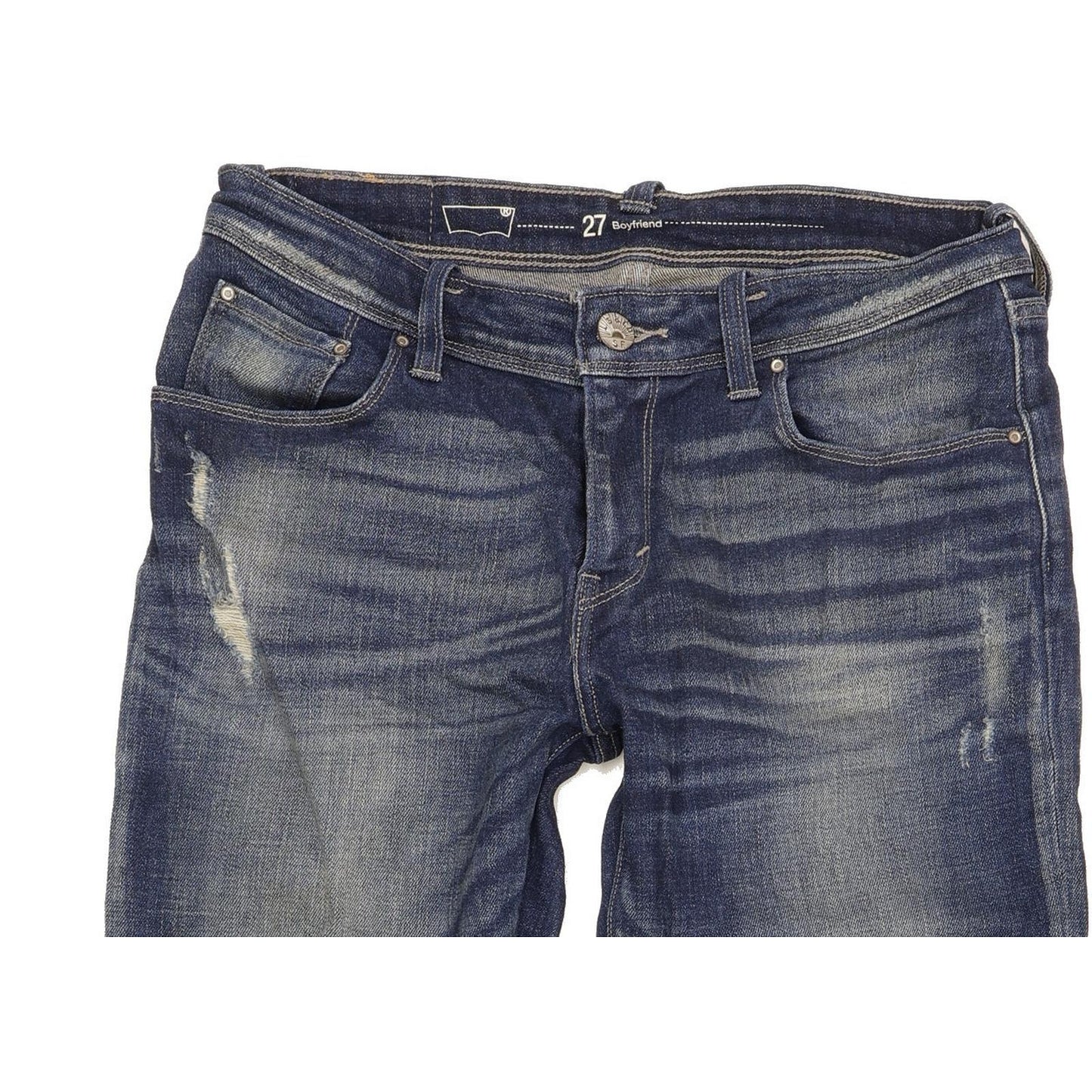Levi's Women Blue Straight Relaxed Boyfriend Stretch Jeans W27 L27