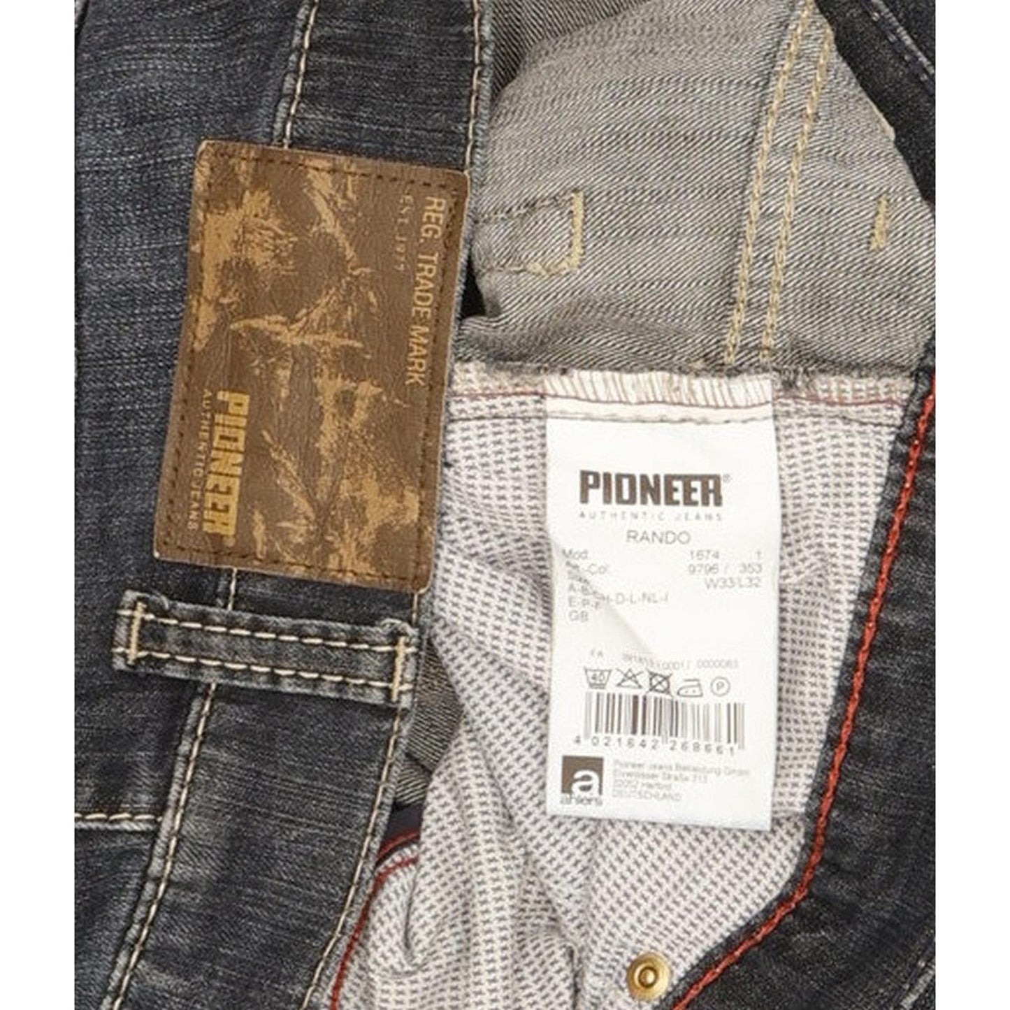Pioneer Rando Men Blue Straight Regular Stretch Jeans W33 L32