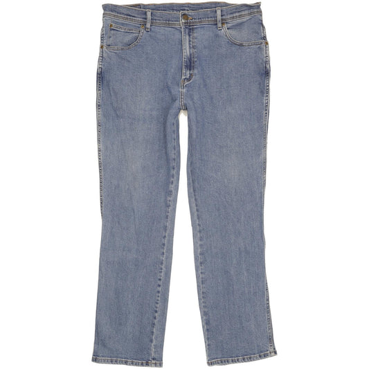 Wrangler Durable Quality Men Blue Straight Regular Stretch Jeans W38 L31