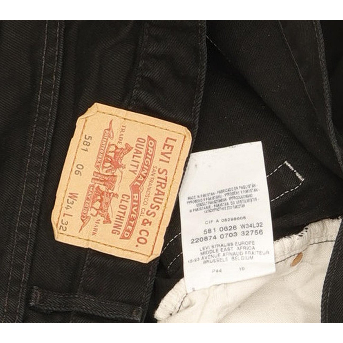 Levi's 581 Men Black Straight Regular Jeans W34 L30