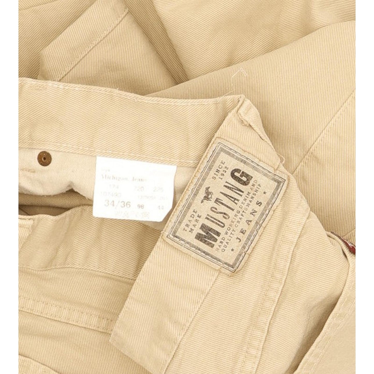 Mustang Michigan Men Beige Tapered Regular Jeans W34 L36
