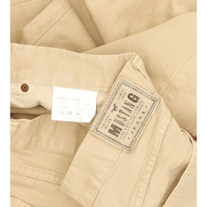 Mustang Michigan Men Beige Tapered Regular Jeans W34 L36