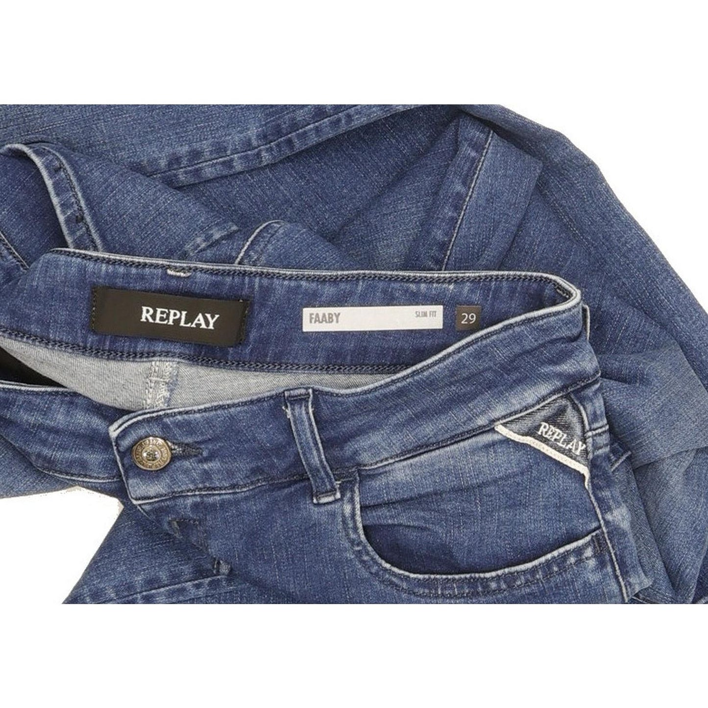 Replay Faaby Women Blue Straight Slim Stretch Jeans W29 L32