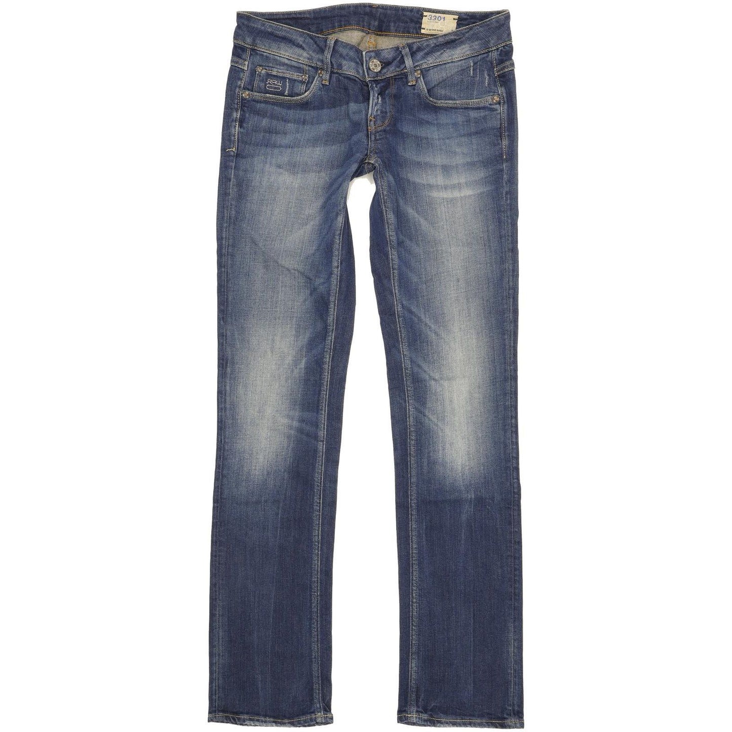 G-Star 3301 Women Blue Straight Slim Stretch Jeans W27 L32