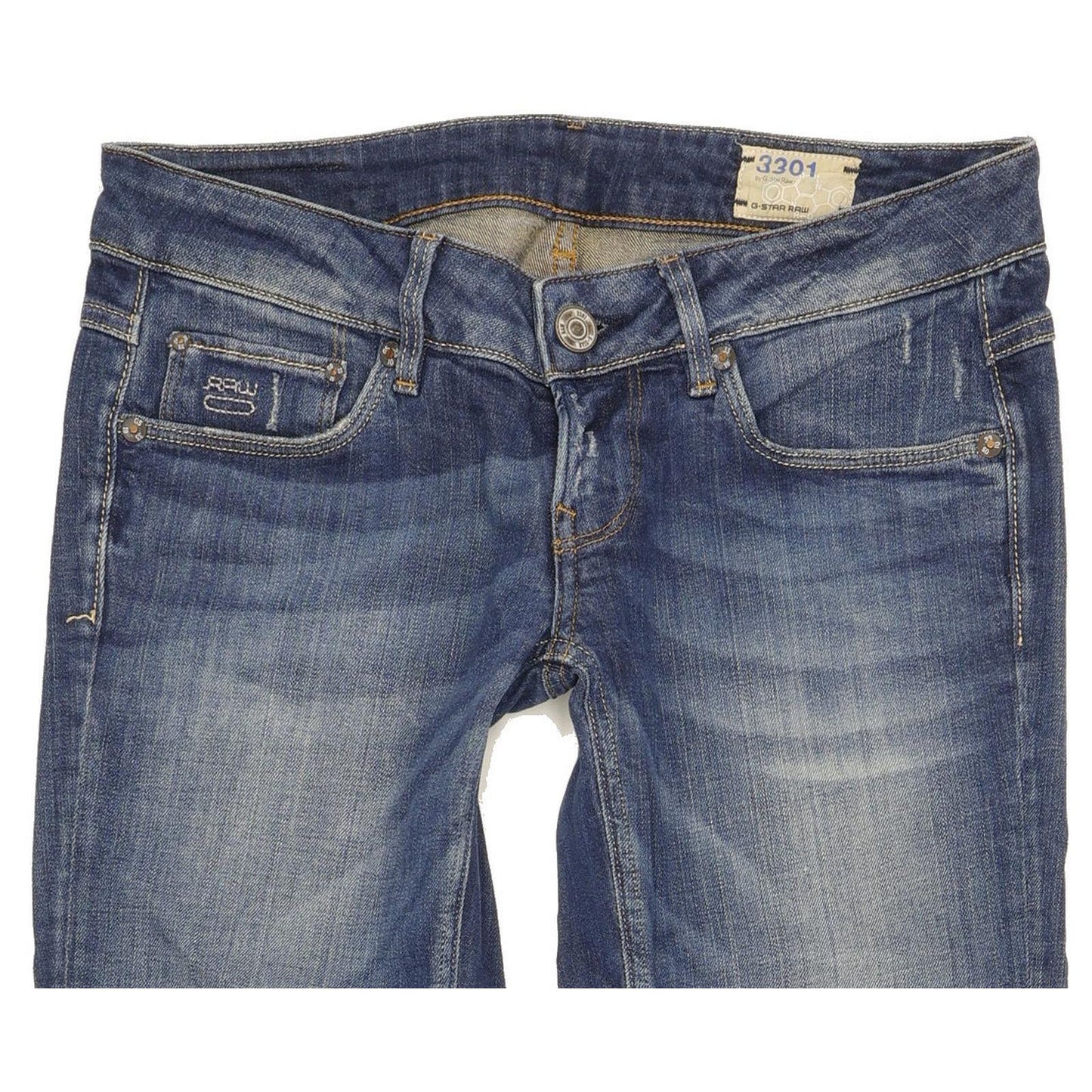 G-Star 3301 Women Blue Straight Slim Stretch Jeans W27 L32