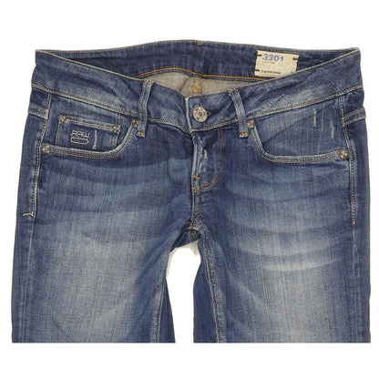 G-Star 3301 Women Blue Straight Slim Stretch Jeans W27 L32
