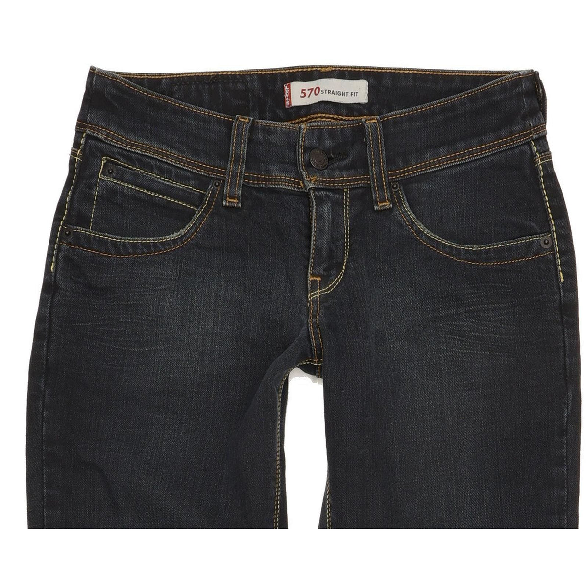 Levi's 570 Women Navy Straight Slim Stretch Jeans W27 L32