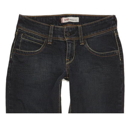 Levi's 570 Women Navy Straight Slim Stretch Jeans W27 L32