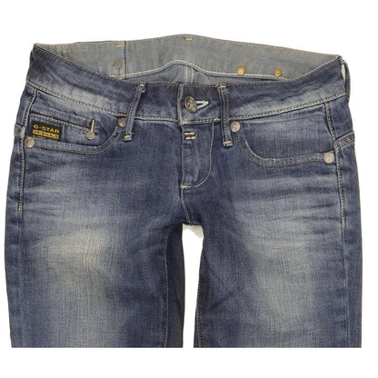 G-Star Women Blue Straight Slim Stretch Jeans W26 L29