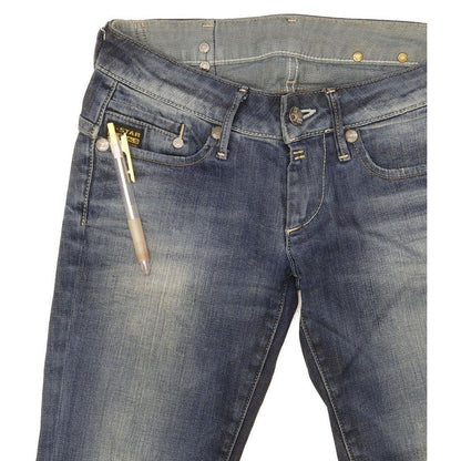 G-Star Women Blue Straight Slim Stretch Jeans W26 L29