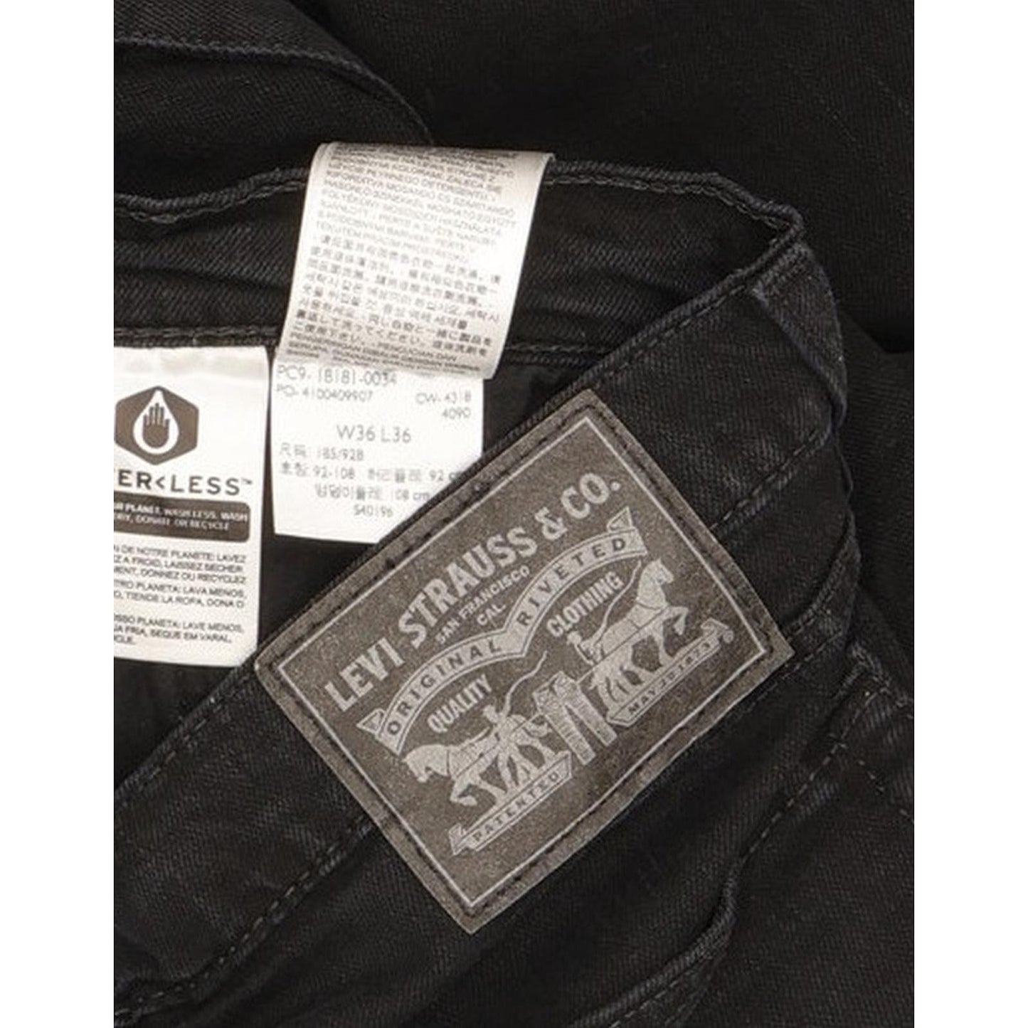 Levi's Men Black Straight Regular Stretch Jeans W36 L35