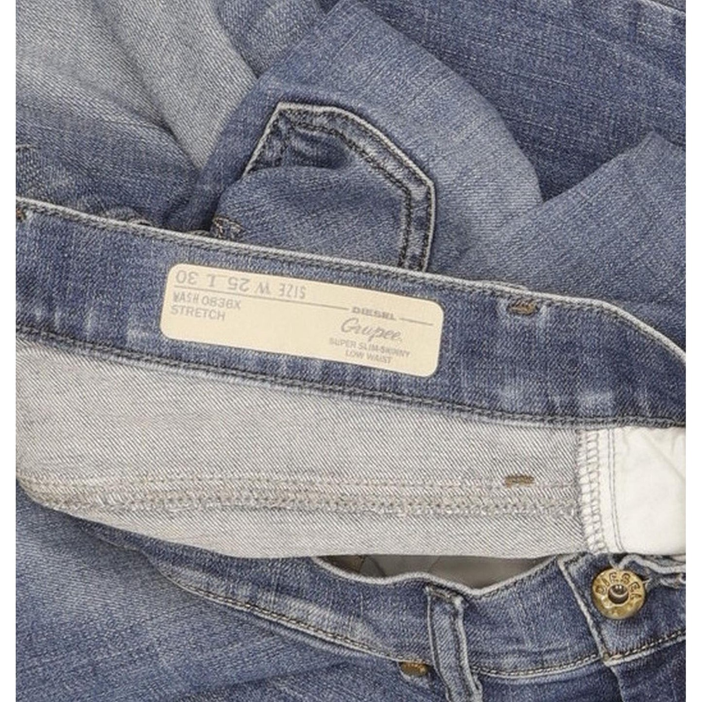Diesel Grupee 0836X Women Blue Skinny Slim Stretch Jeans W25 L30