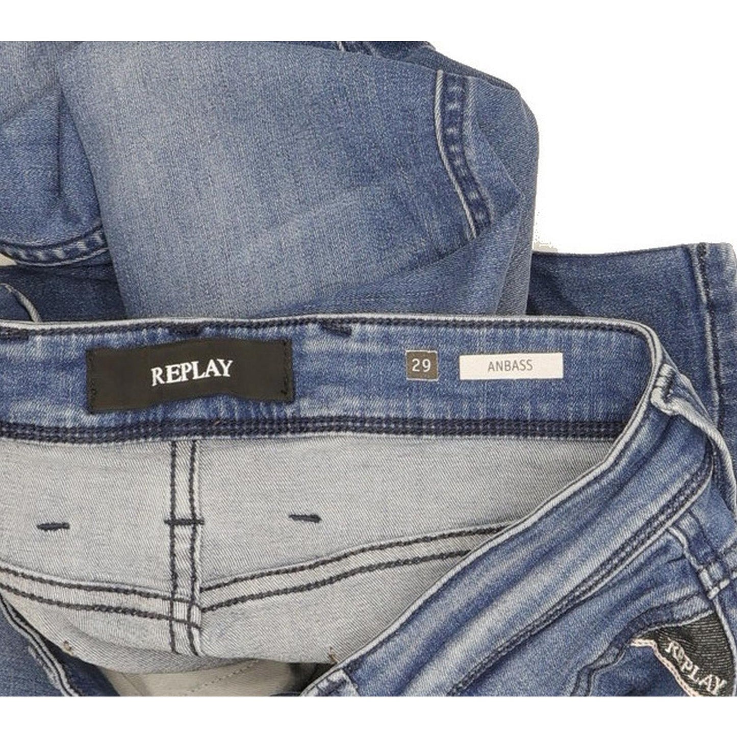 Replay Anbass Men Blue Skinny Slim Stretch Jeans W29 L31