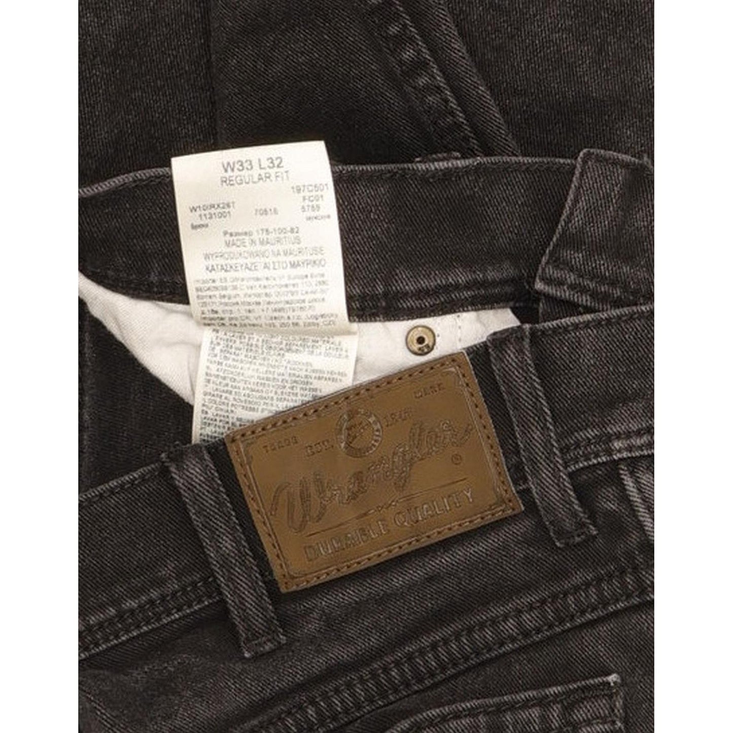 Wrangler Durable Quality Men Black Straight Regular Stretch Jeans W33 L31