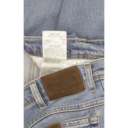 Wrangler Durable Quality Men Blue Straight Regular Stretch Jeans W34 L31