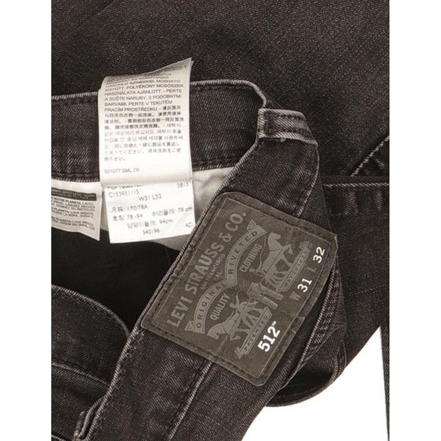 Levi's 512 Men Black Tapered Slim Stretch Jeans W31 L30