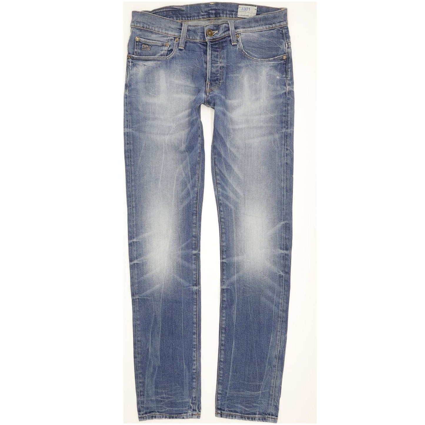 G-Star 3301 Men Blue Straight Slim Stretch Jeans W32 L34