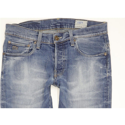 G-Star 3301 Men Blue Straight Slim Stretch Jeans W32 L34