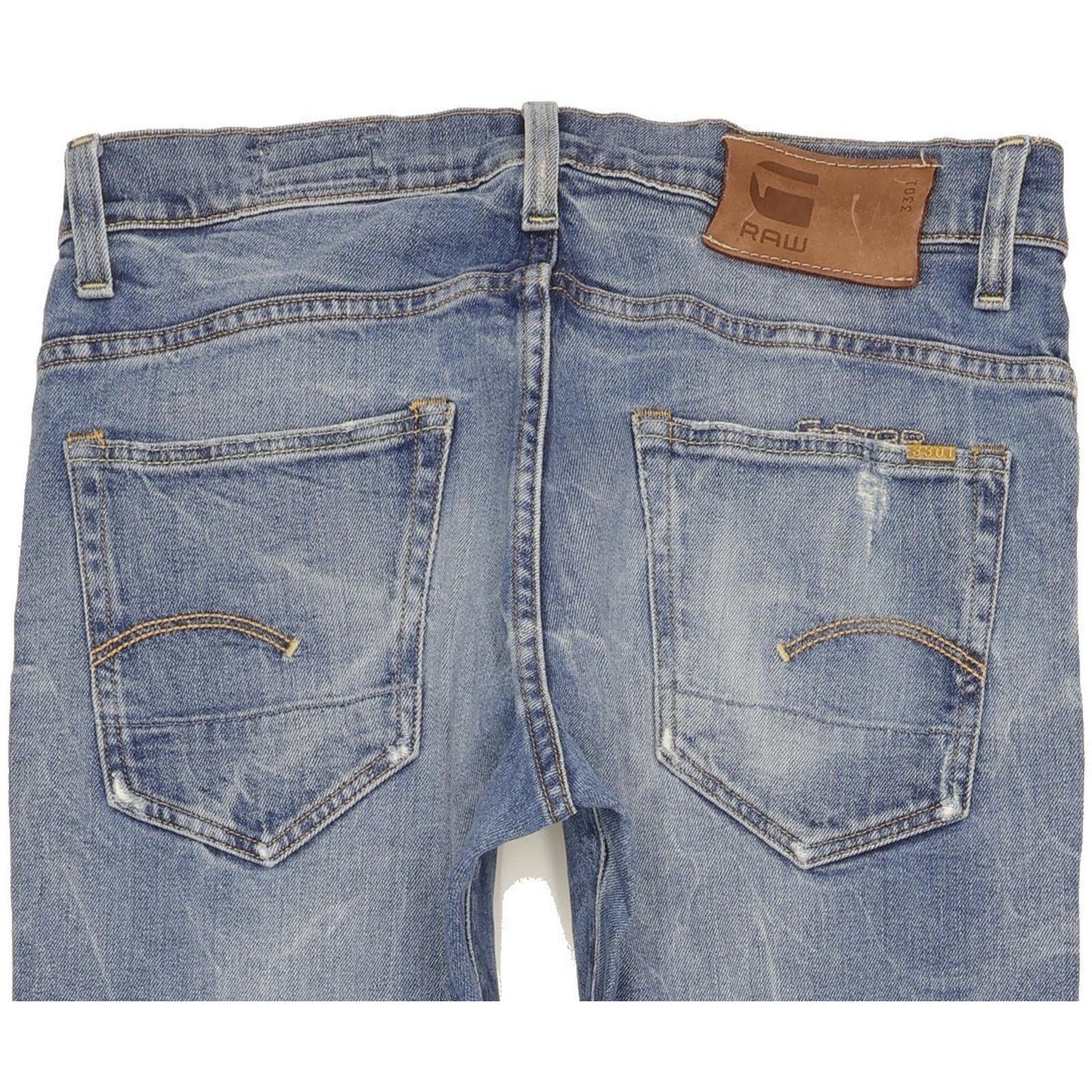 G-Star 3301 Men Blue Straight Slim Stretch Jeans W32 L34