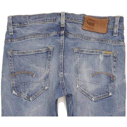 G-Star 3301 Men Blue Straight Slim Stretch Jeans W32 L34