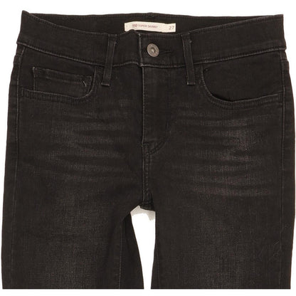 Levi's 710 Super Women Black Skinny Slim Stretch Jeans W27 L30