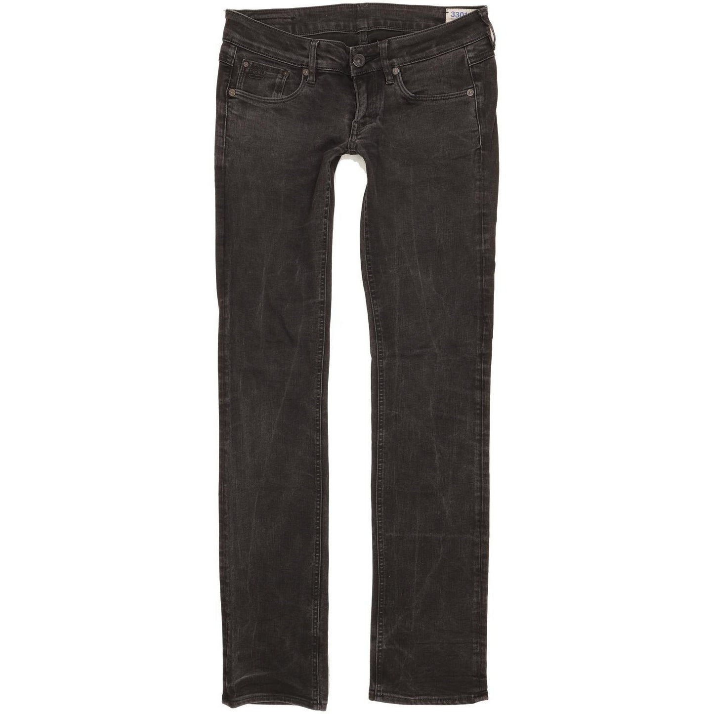 G-Star 3301 Women Black Straight Slim Stretch Jeans W29 L33