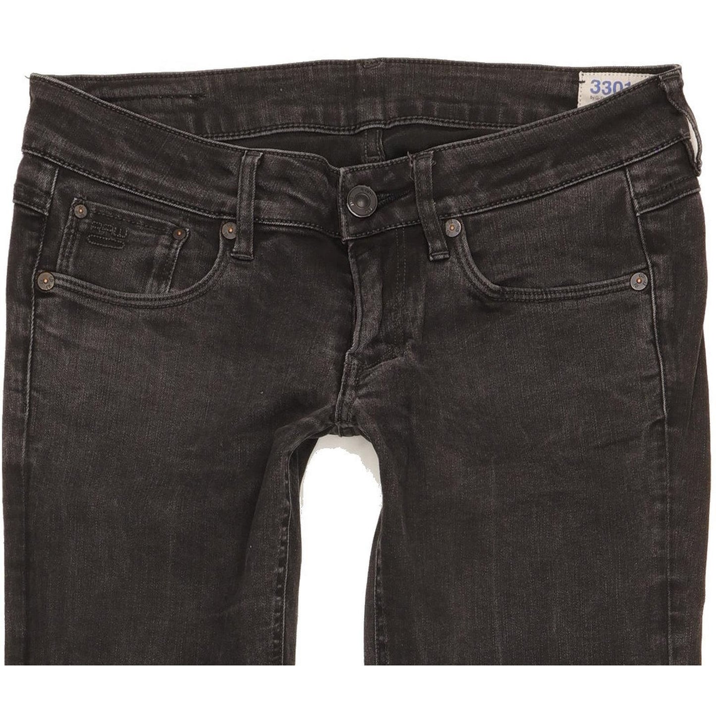 G-Star 3301 Women Black Straight Slim Stretch Jeans W29 L33