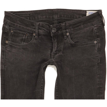 G-Star 3301 Women Black Straight Slim Stretch Jeans W29 L33