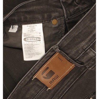 G-Star 3301 Women Black Straight Slim Stretch Jeans W29 L33