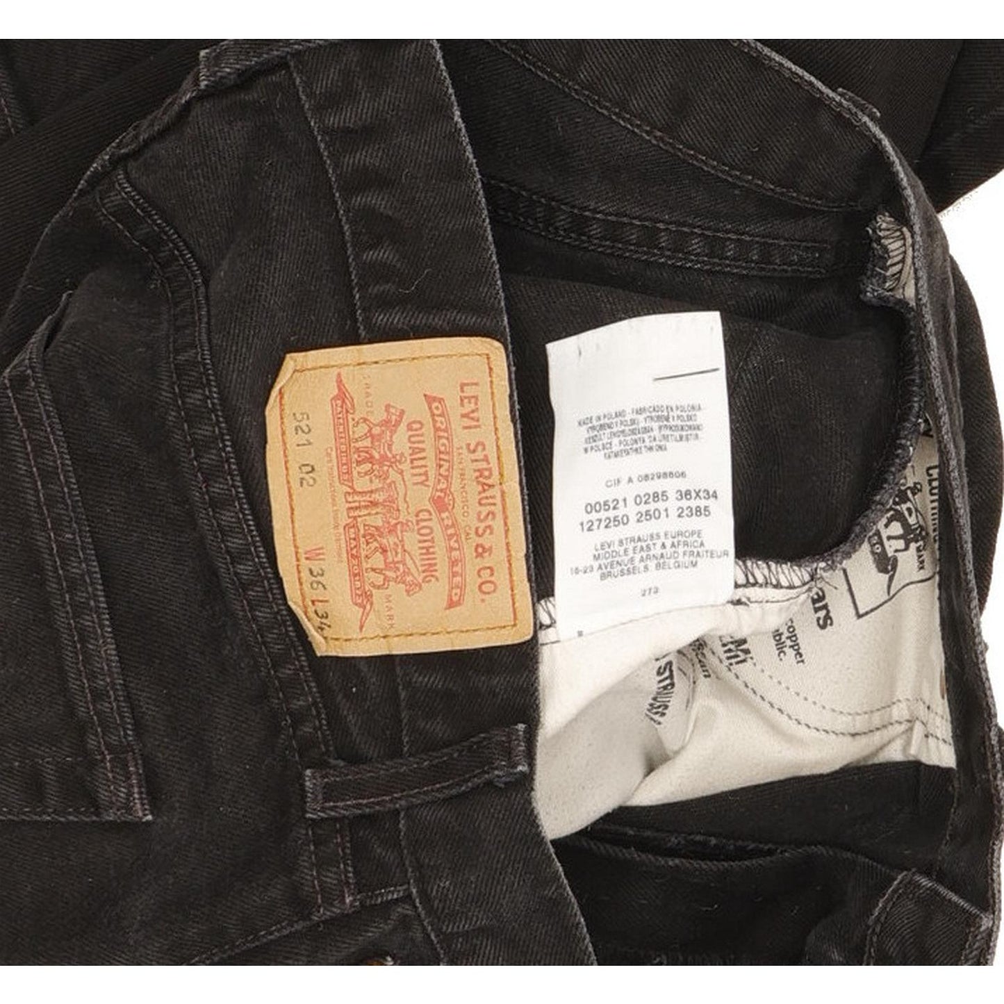 Levi's 521 Men Black Straight Regular Jeans W36 L33