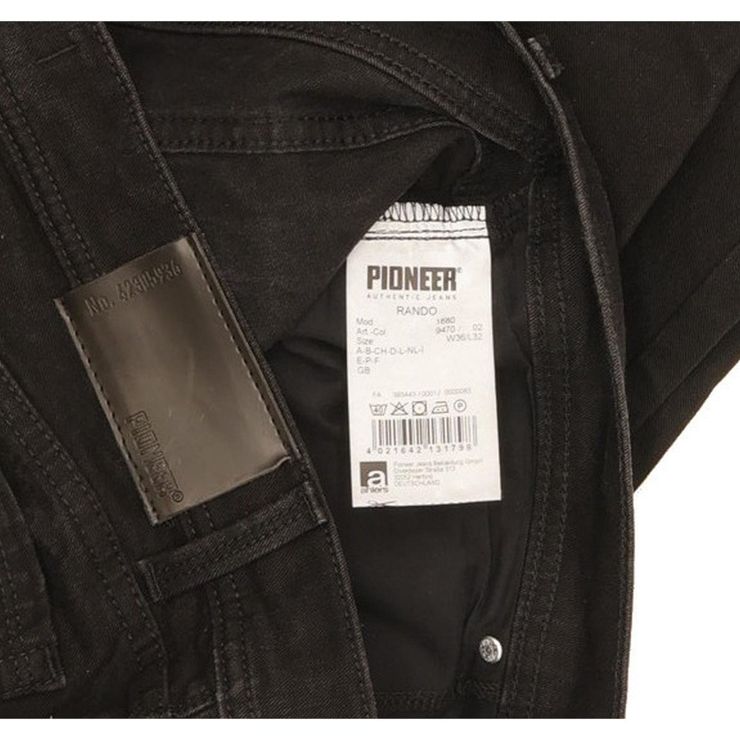 Pioneer Rando Men Black Straight Regular Stretch Jeans W36 L30