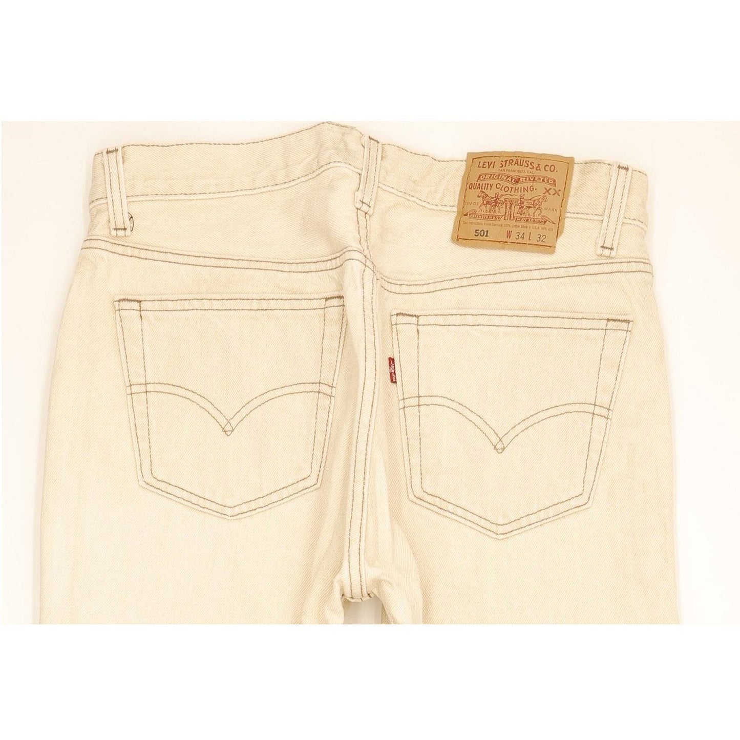 Levi's 501 Made in USA Men Beige Straight Regular Jeans W34 L32