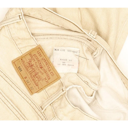 Levi's 501 Made in USA Men Beige Straight Regular Jeans W34 L32