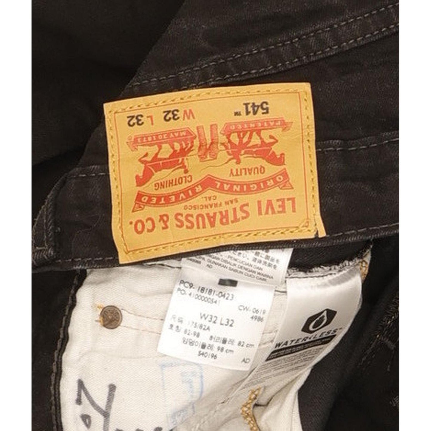 Levi's 541 Men Black Straight Regular Stretch Jeans W32 L31