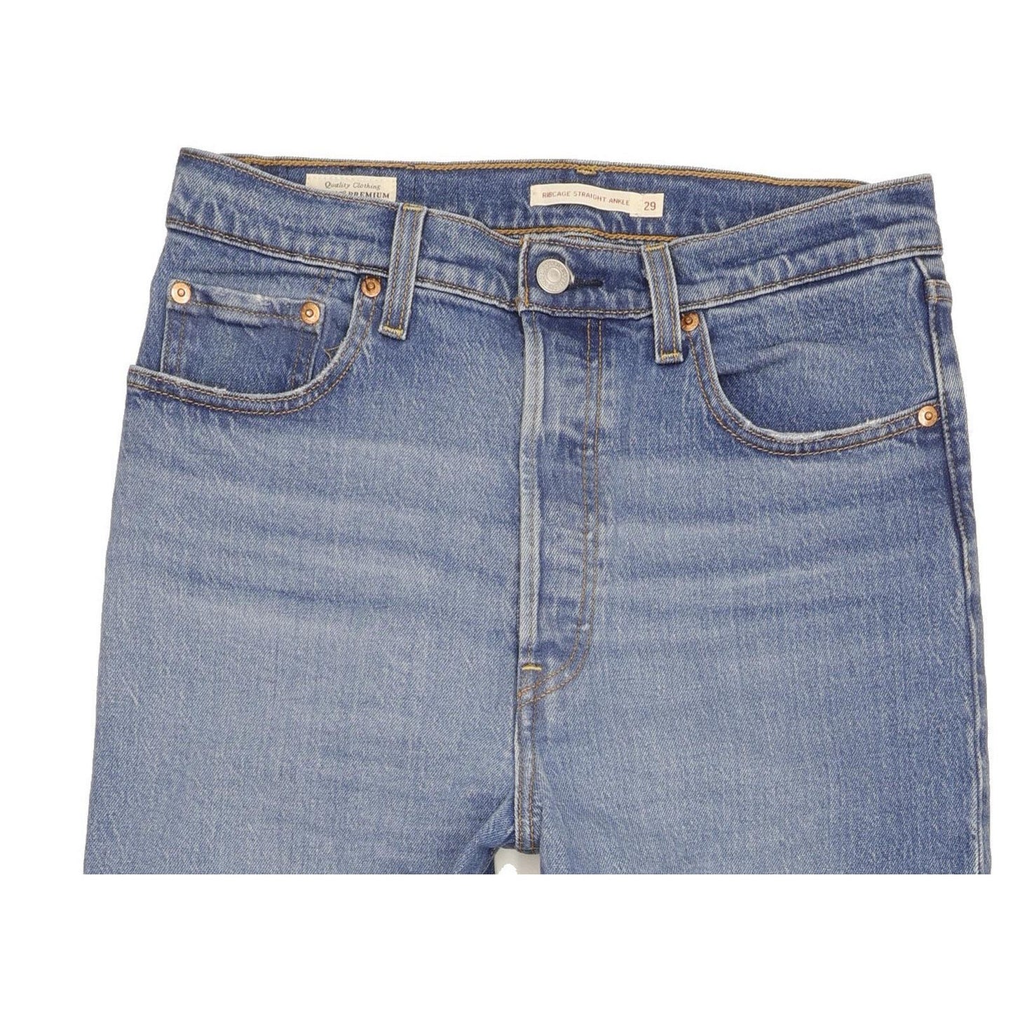 Levi's Ribcage Blue Straight Slim Stretch Jeans High Waisted W29 L27