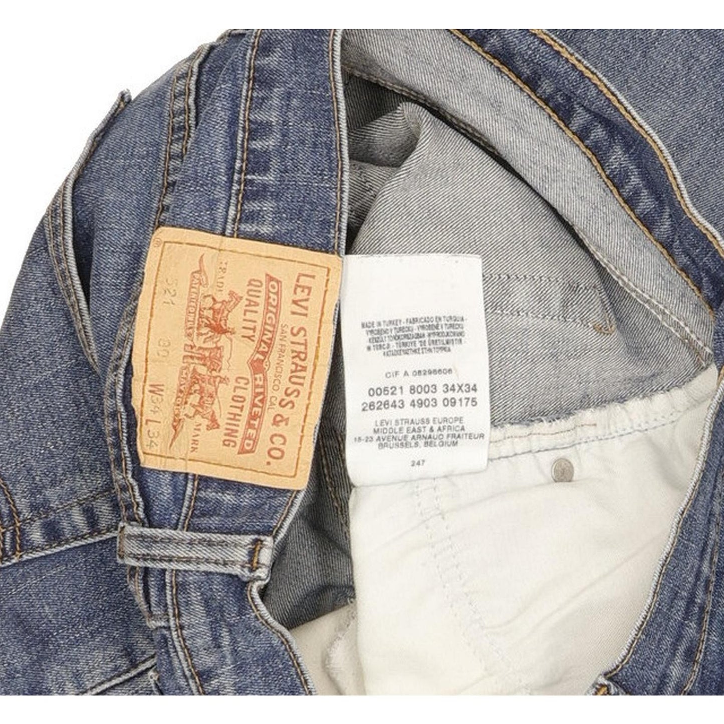 Levi's 521 Men Blue Straight Regular Stretch Jeans W34 L33