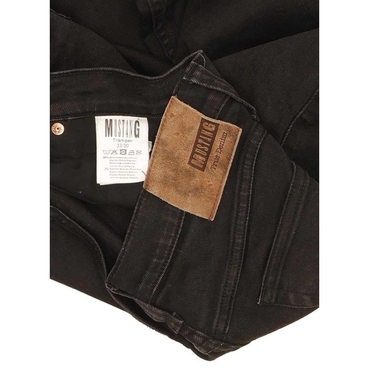 Mustang Tramper Men Black Straight Slim Stretch Jeans W33 L30