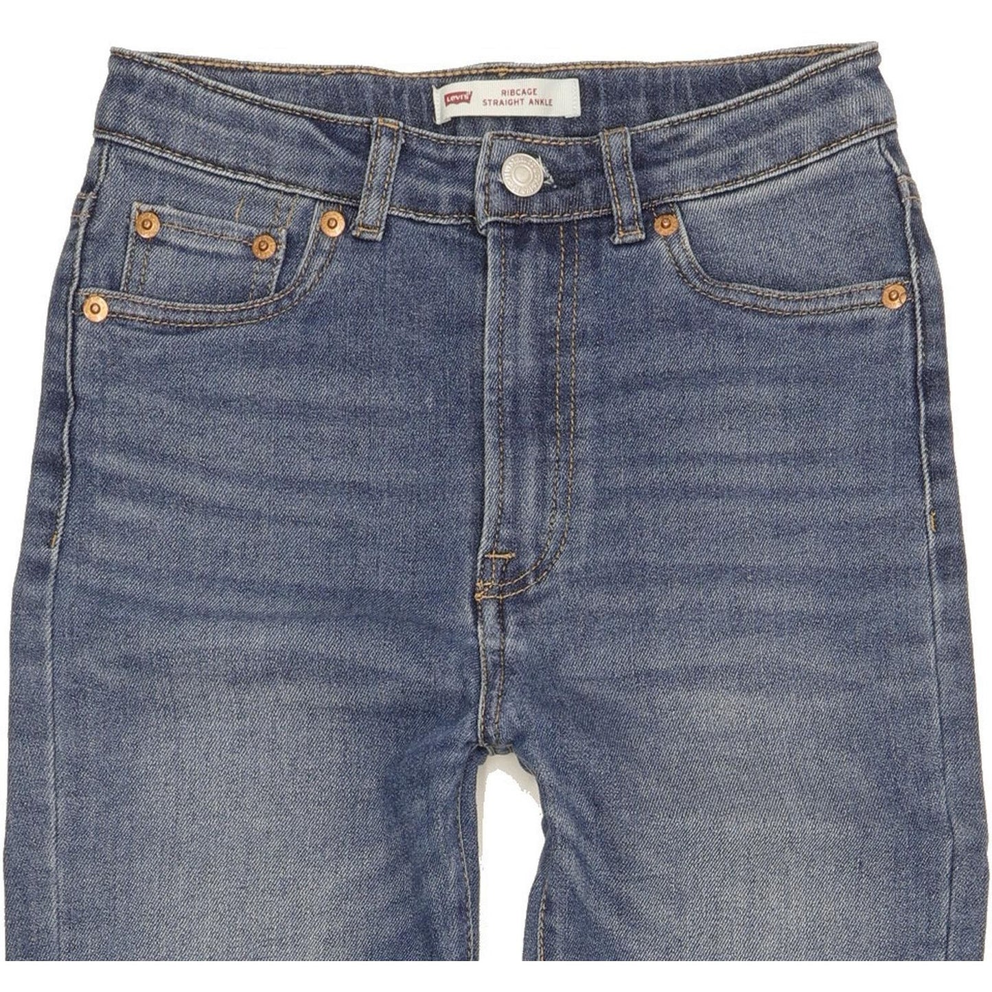 Levi's Ribcage Kids Girls Blue Straight Slim Stretch Jeans W24 L24 (105966)
