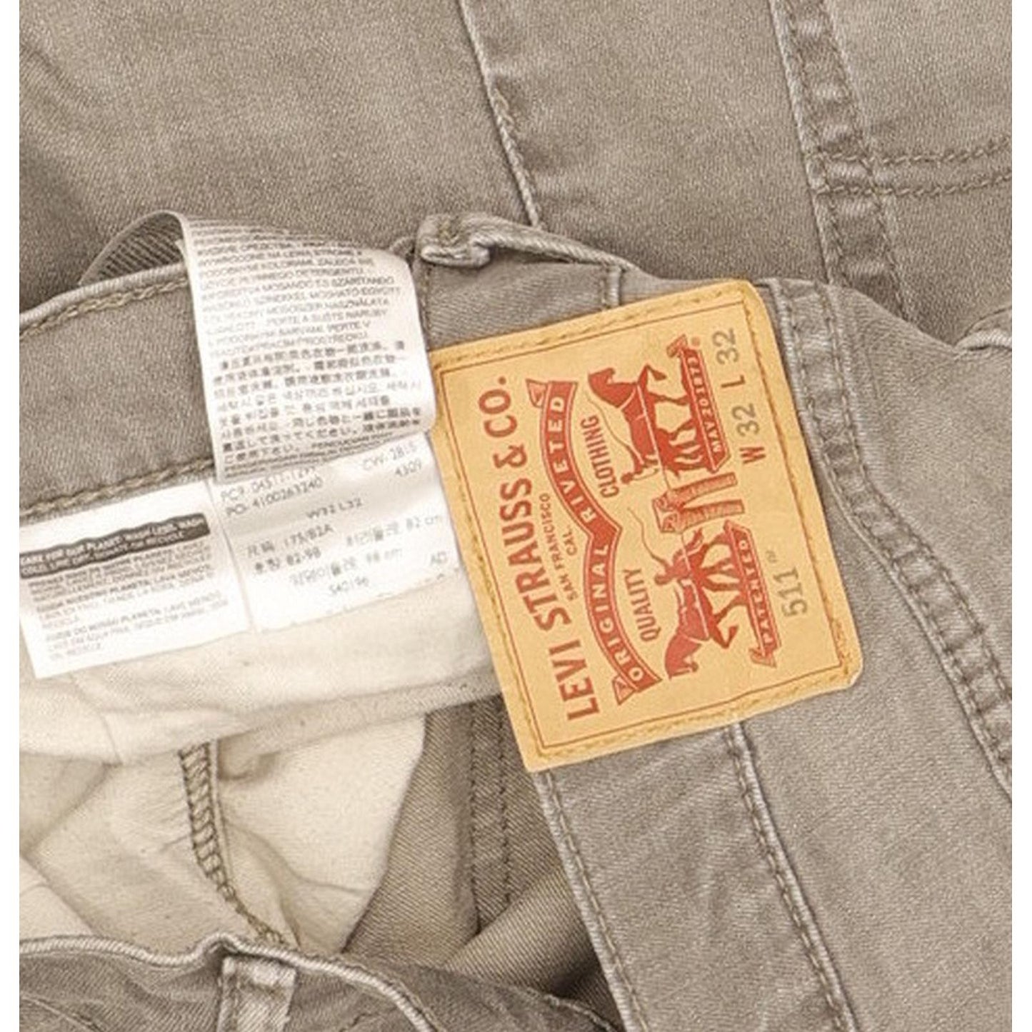 Levi's 511 Men Grey Straight Slim Stretch Jeans W32 L31