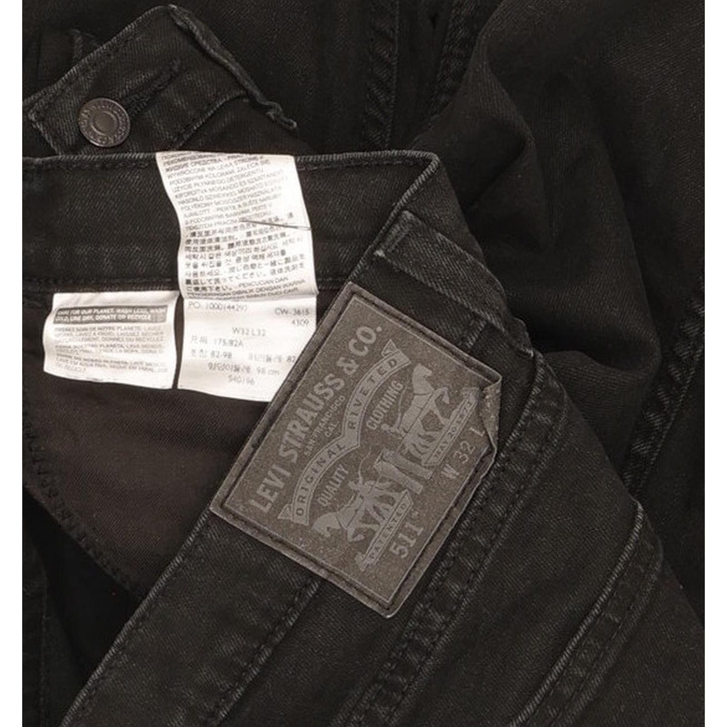Levi's 511 Men Black Straight Slim Stretch Jeans W32 L31