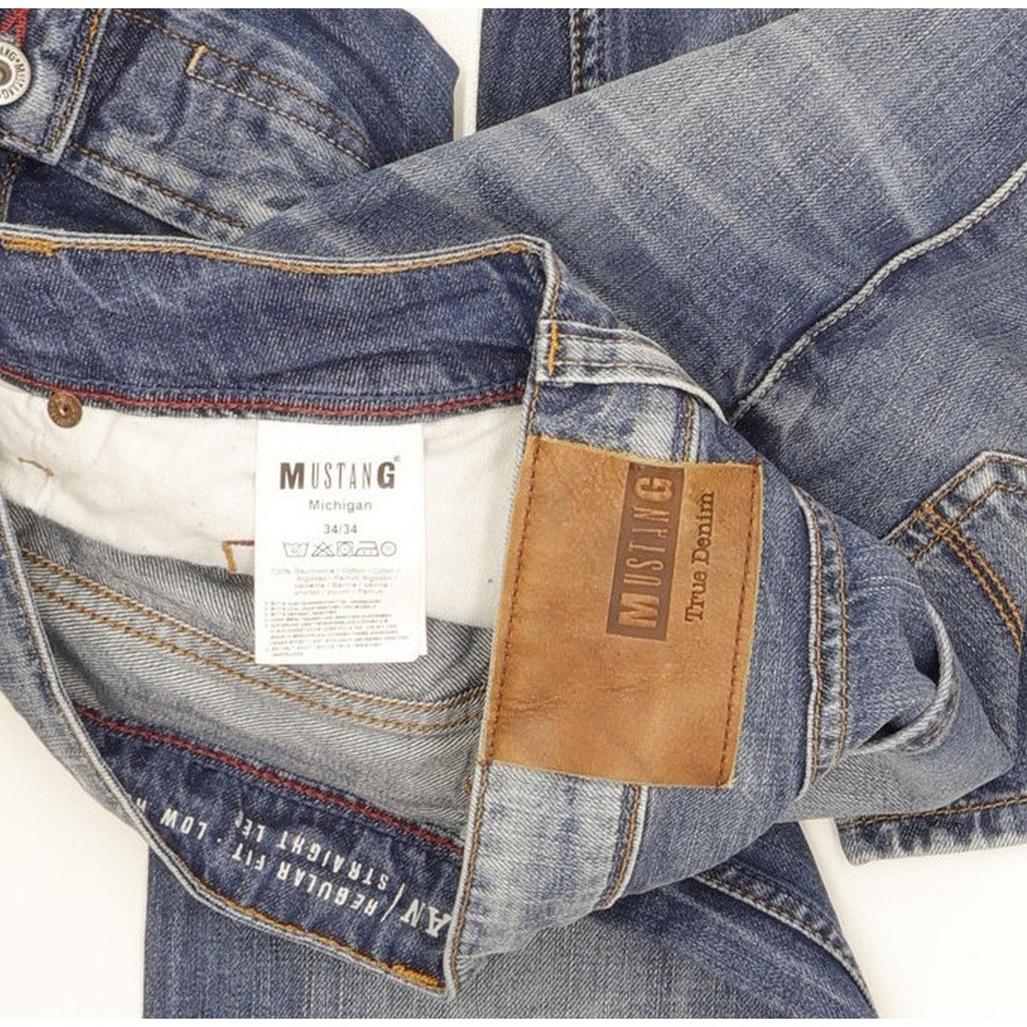 Mustang Michigan Men Blue Straight Regular Jeans W34 L33