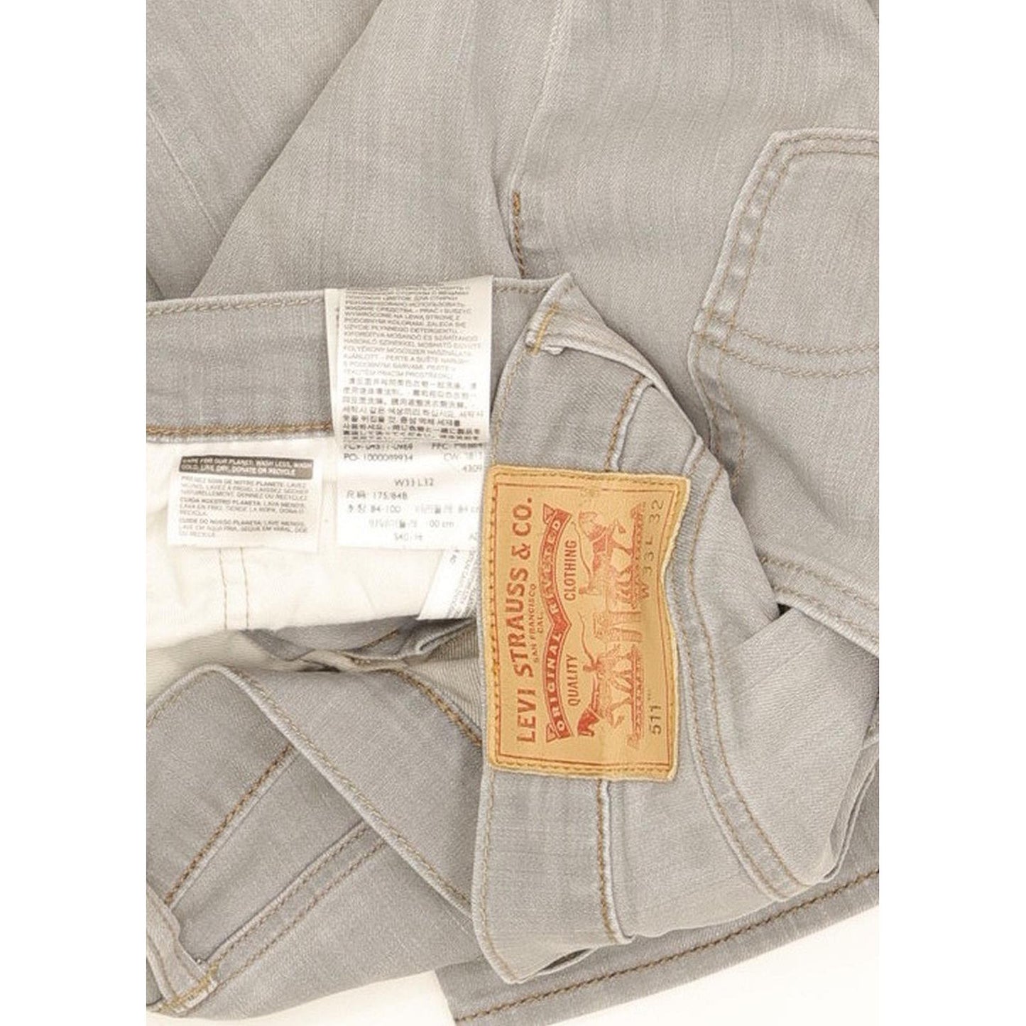 Levi's 511 Men Grey Straight Slim Stretch Jeans W33 L31