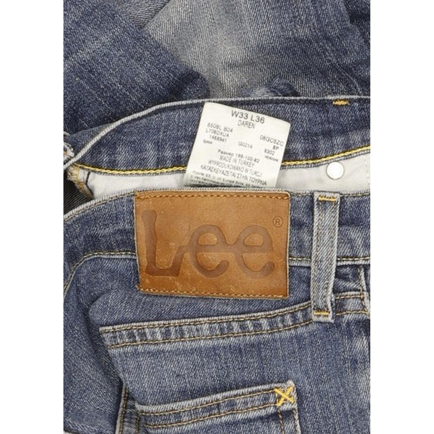 Lee Daren Men Blue Straight Slim Stretch Jeans W33 L36