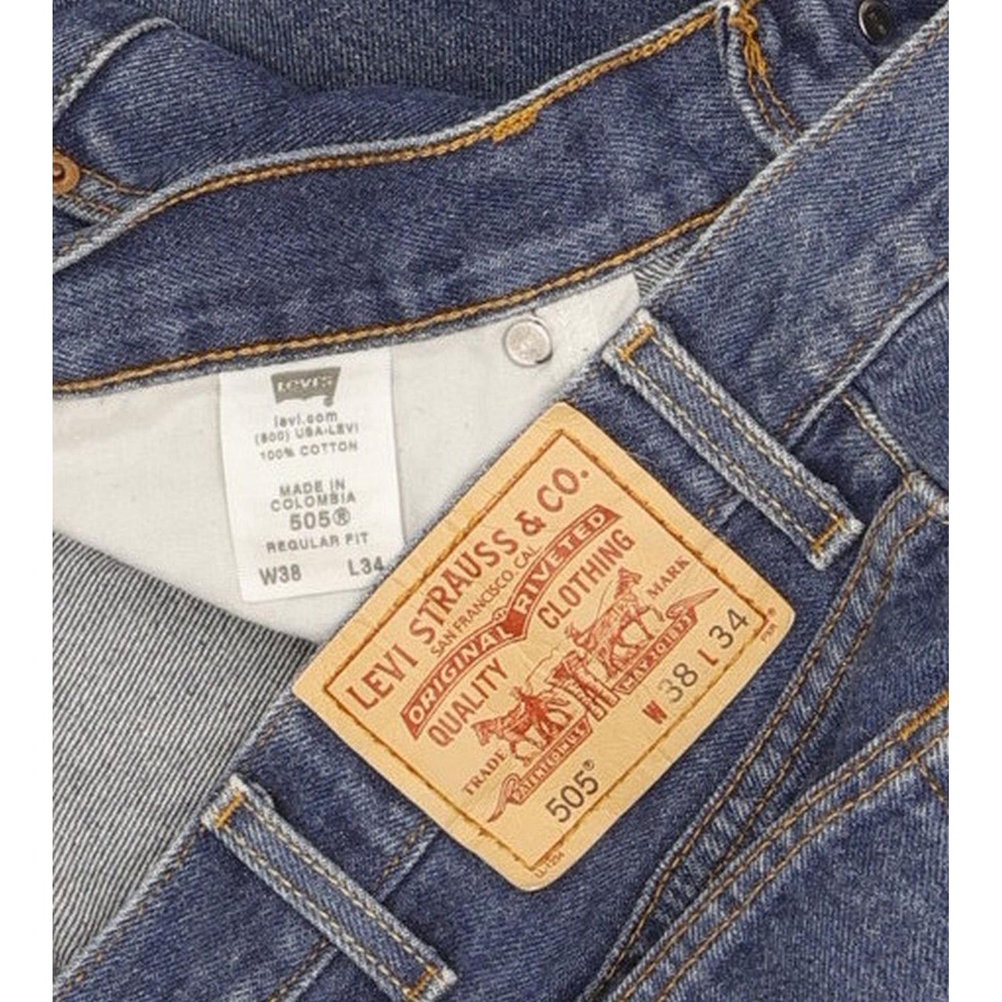 Levi's 505 Men Blue Straight Regular Jeans W38 L34