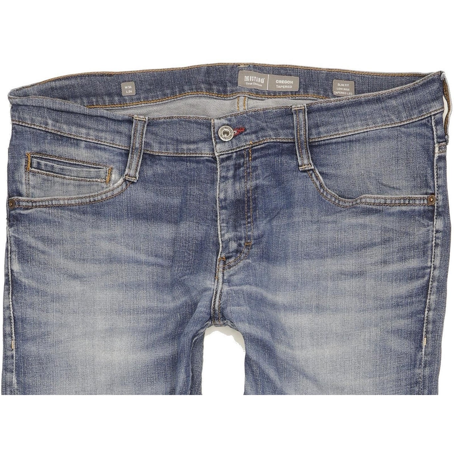 Mustang Oregon Men Blue Tapered Slim Stretch Jeans W36 L34