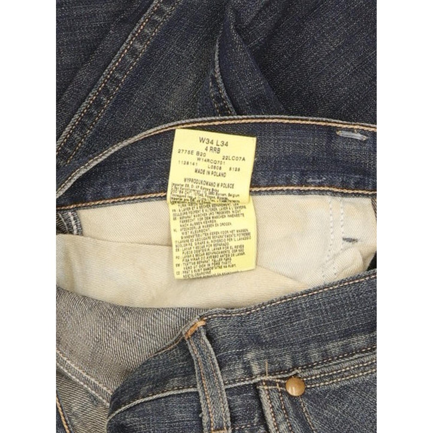 Wrangler 4RRB Men Blue Straight Regular Jeans W34 L33