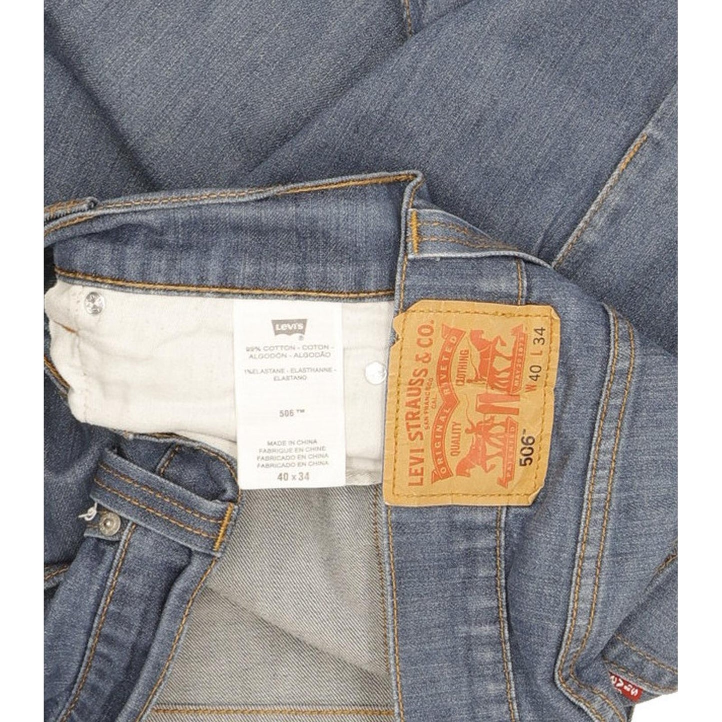 Levi's 506 Men Blue Straight Regular Stretch Jeans W40 L33 (106186)